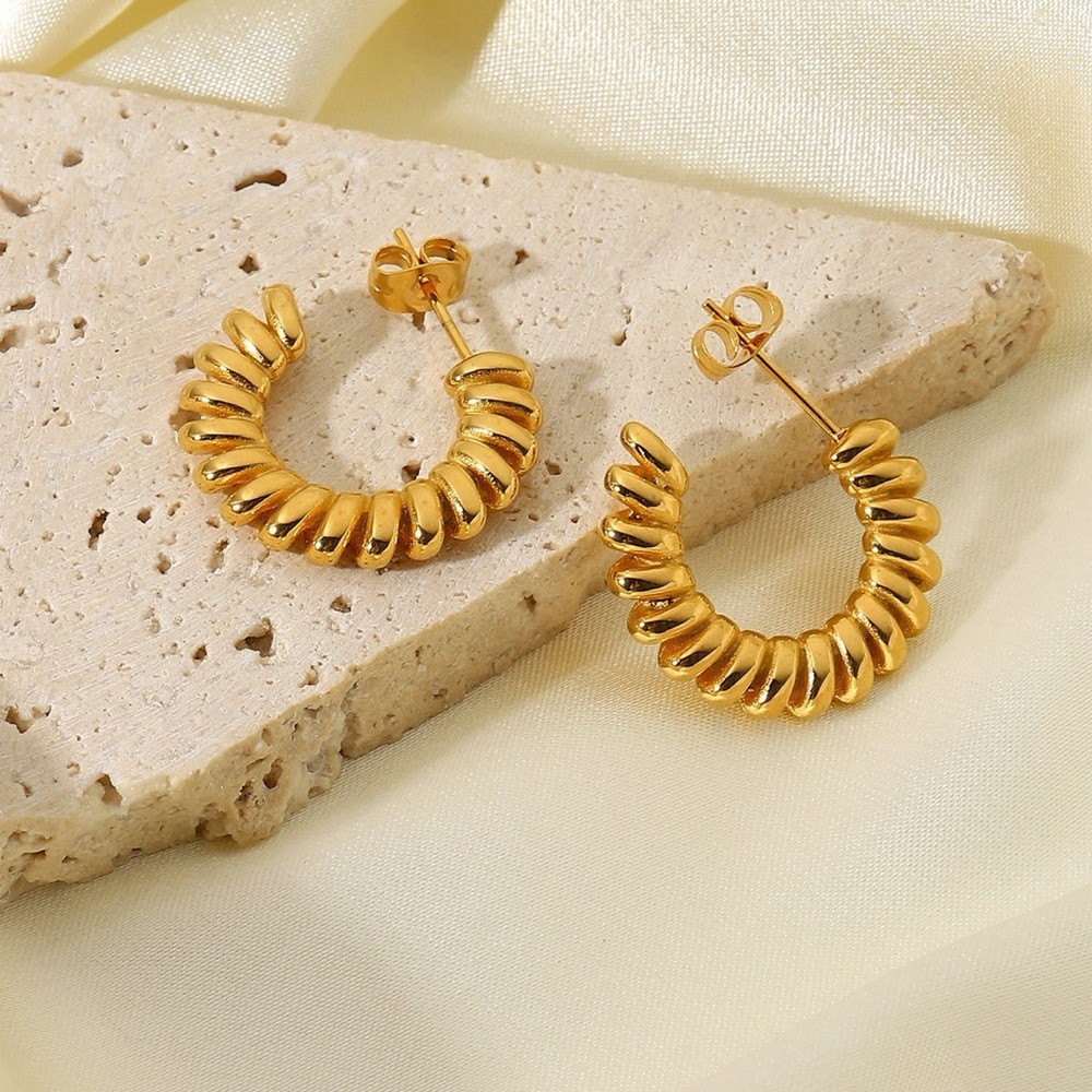 NEW: 24K Gold Hoop Earrings*Twist Hoops*Tarnish Free*